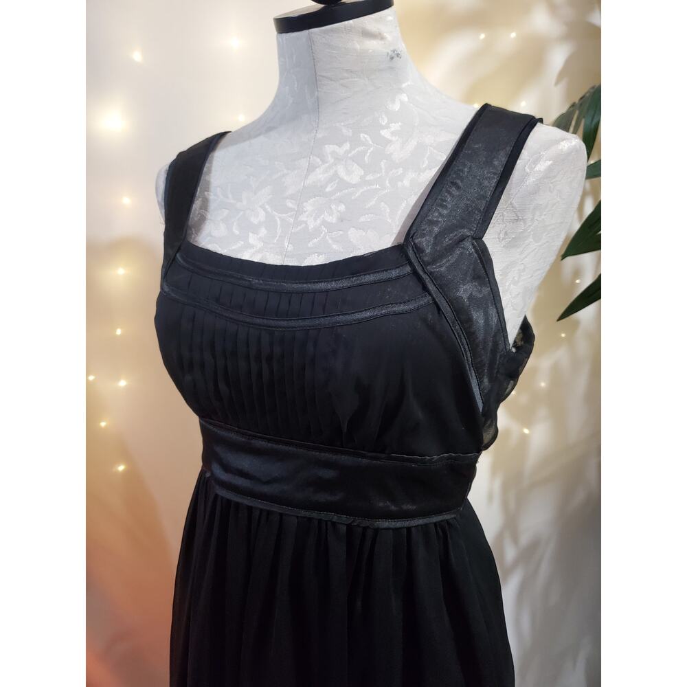 Twenty One Noir Leather Chiffon Pleated Satin Fit & Flare Dress Womens Size S - Picture 5 of 11